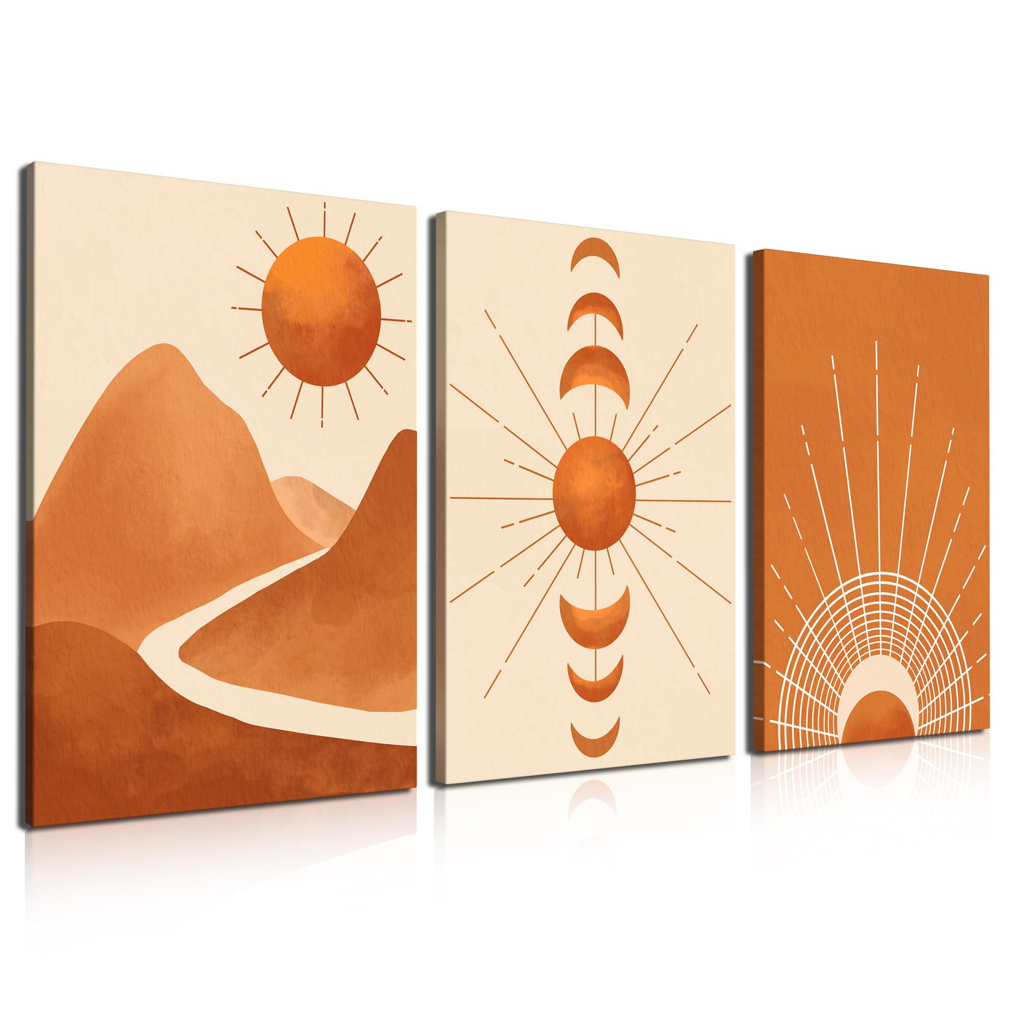 Boho Wall Art Painting Set of 3 Mid Century Modern Wall Decor Framed ...