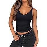 PINKMSTYLE Womens Sexy V Neck Cami Top Sleeveless Double Lined Tank Tops Going Out Y2K Spaghetti Strap Crop Tops 2026