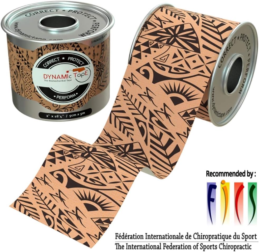 Dynamic Tape Black Biomechanical, 2 inch by 16.4 feet roll, Designed to Sports Physio, Athletic Sport Performance, Foot Knee Muscle, Protect & Assist Motion, Injury Recovery, Hypoallergenic, No Latex