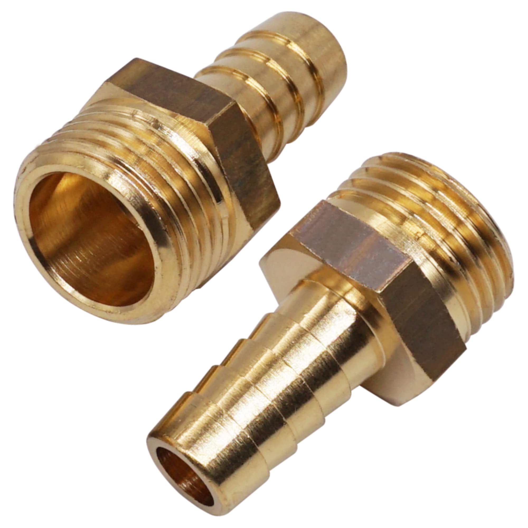 SKIR'CO 2 pcs Male Thread Barb Brass Fitting 1/2" x 12 mm, Hose Barbed Adapter, Hose Tail Connector, BSP Thread