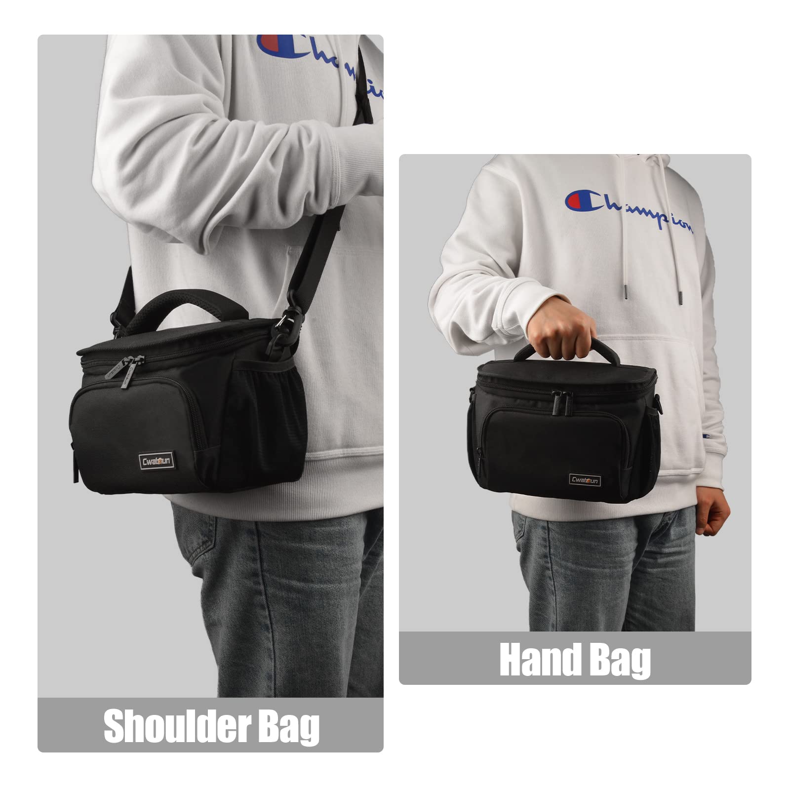 Cwatcun Small Camera Sling Bag Crossbody Camera Shoulder Case, Waterproof Travel Photography Camera Messenger Bag for Canon, Nikon, Sony, Fuji DSLR/SLR/Mirrorless Cameras, Lens and Accessories