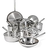 Tramontina Tempo Tri-Ply Base Stainless Steel 14-Piece Cookware Set with Glass Lids, Pots and Pans Kitchen Set, Induction-Ready, Oven-Safe, Dishwasher-Safe