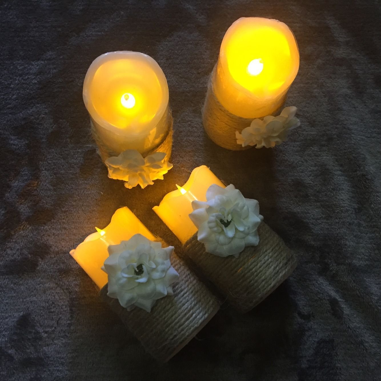 Flameless Candles, Battery Candles Set of 4(4" X 2") Pillar