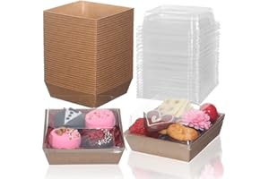 ROSPAKTEK 60Pack Bakery Boxes 4x4x2.5 Inches Charcuterie Boxes with Clear Lids Treat Boxes Chocolate Covered Strawberries Boxes Mini Cake Boxes Macaron Browine Chocolate Truffle Boxes Party Favor