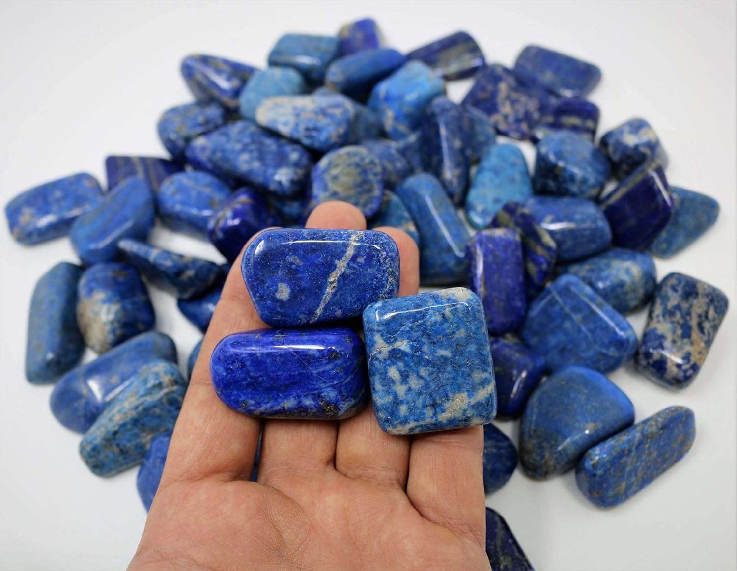 Marcopolo Gems 1/2lb Bulk Natural Lapis Lazuli Hand Polished Tumbled Stones 1.0” to 1.5” inch XXL Large AA Grade Stones: Kitchen & Dining
