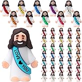 Bememo 50 Pcs Little Jesus Figures Original Design Rubber Mini Jesus Toys for Hide and Seek Religious Party Favors Easter Egg Stuffers Sunday School Craft Baptism Gifts(Love You)