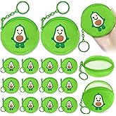 KeeStar 15 Pack Avocado Coin Purse with Zipper Keychain,Wallet Bag Party Favors for Avocado Birthday Party Decoration,Fruit Themed Baby Shower,School Carnival Rewards,Travel,Classroom Prize