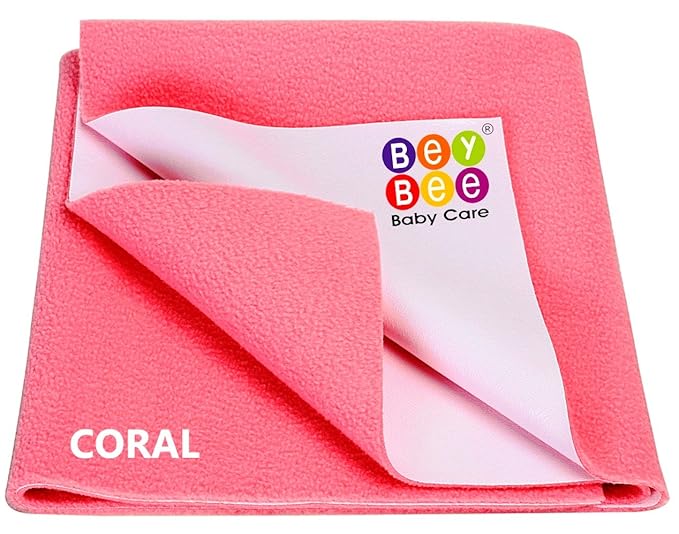 BeyBee Waterproof Baby Bed Protector Dry Sheet for New Born Babies (Small (50cm X 70cm), Salmon Rose)