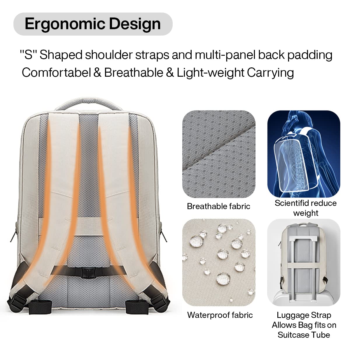 Hanke Mixi Laptop Backpack, Slim Travel Business Backpack for Men Women Water Resistant College School Computer Bag