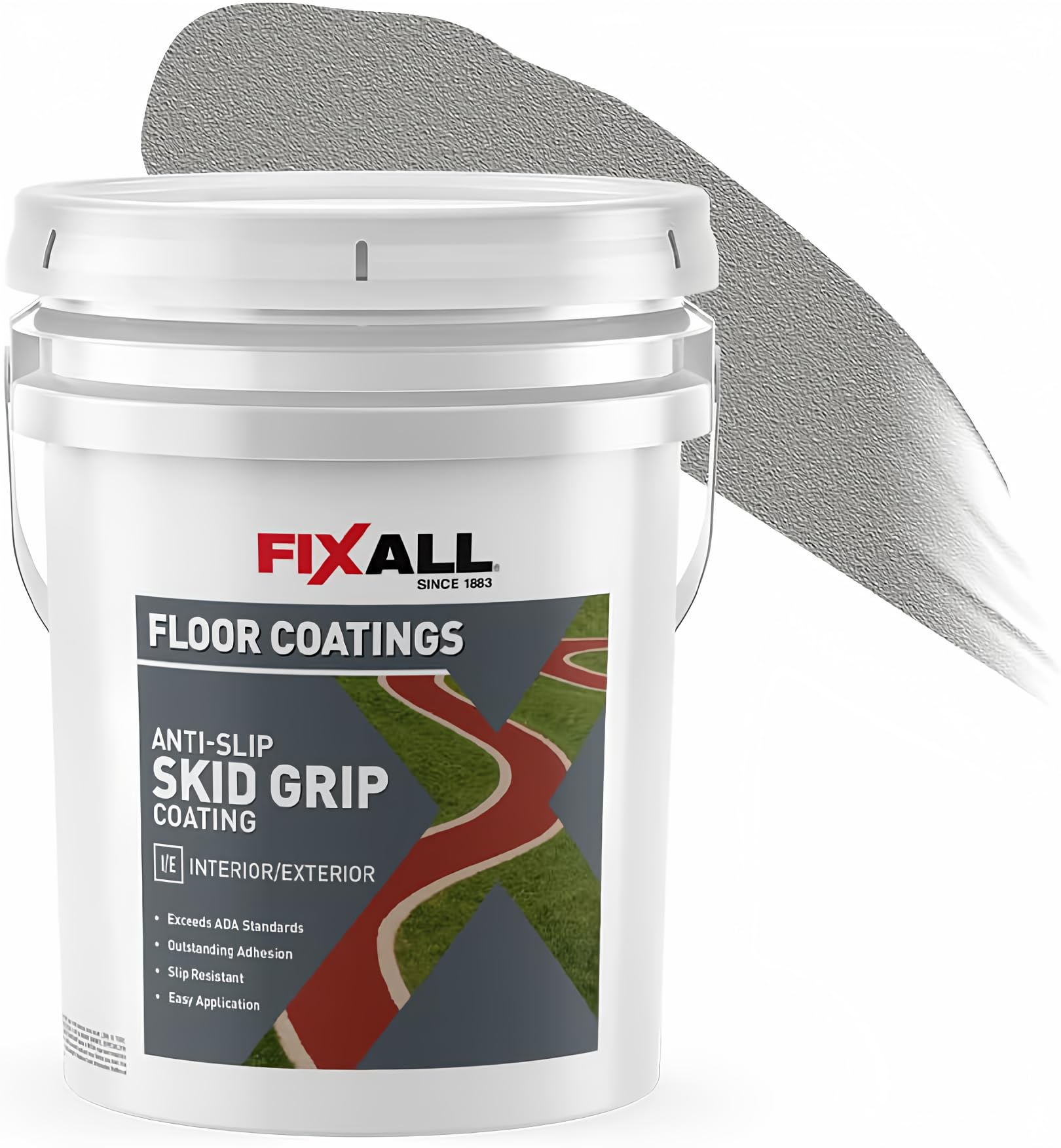 FIXALL Skid Grip Anti-Slip Coating, 5 Gallons, Smoke, Exceeds ADA Standards, Ideal for Safety Areas, Slip-Resistant Pavement, Cement & Concrete Paint Image