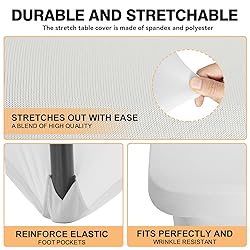 2 Pack 6 Feet White Spandex Tablecloth for