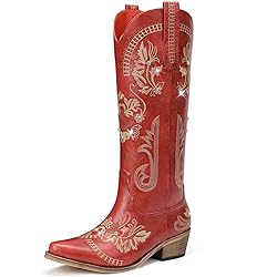 Dixhills Red Cowboy Boots for Women - Wide Calf