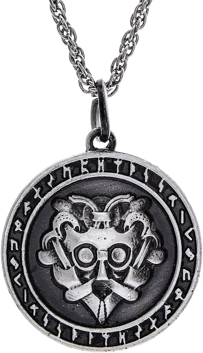 W WOOGGE Men's Necklace Viking Jewelry Norse Amulet Helm of Awe Raven Skull Pendant Gothic Necklace for Women โฆ