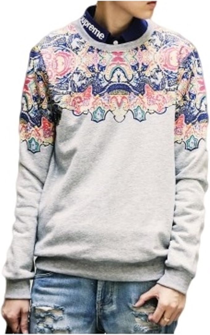 Amazon Co Jp Joker メンズ シャツ トレーナー スエット Uネック 派手 カジュアル 通学 通勤 デート 学校 トラベル 旅行 仕事 デート ショッピング オリジナルブレスレット付 Sb M グレー 服 ファッション小物