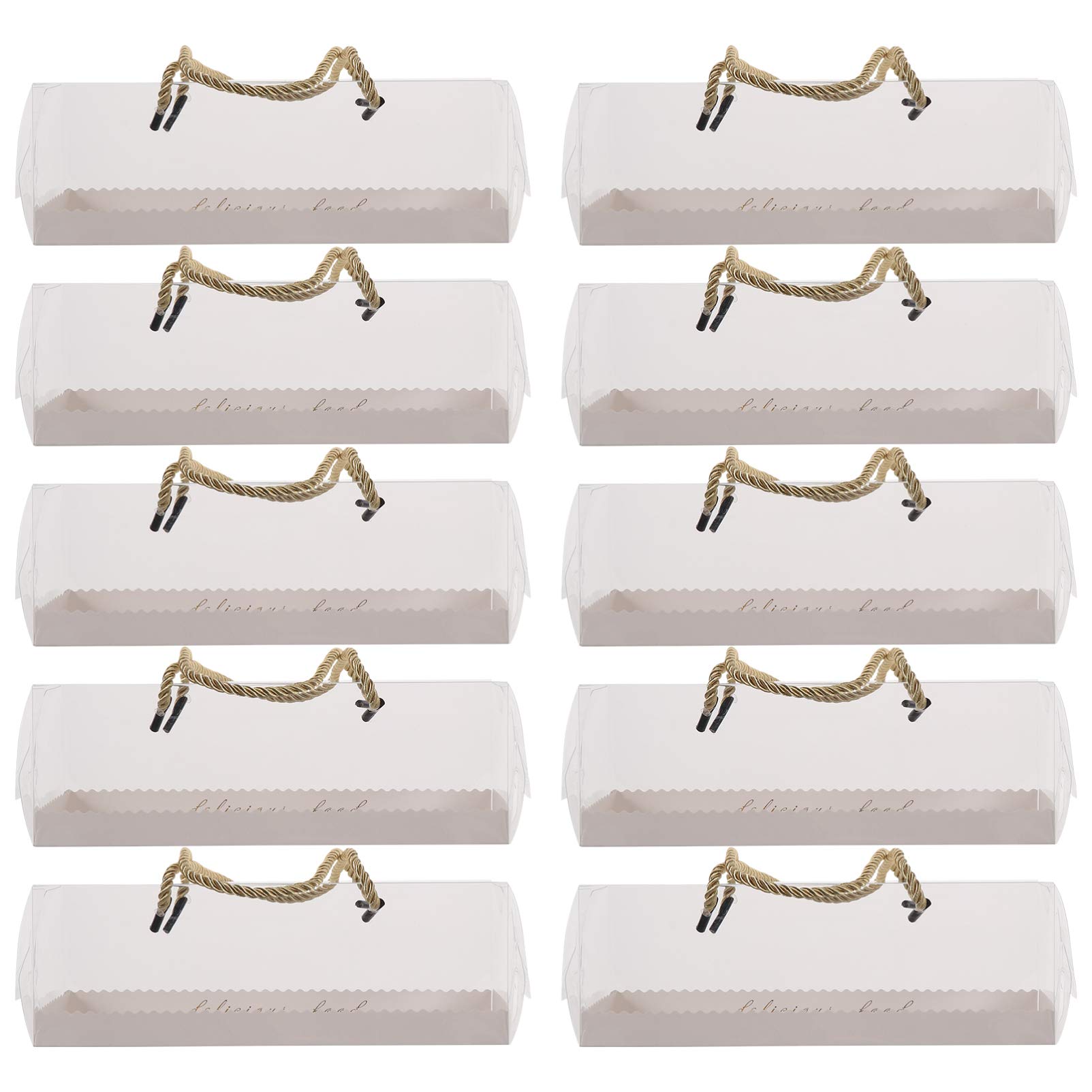 PRETYZOOM 10pcs Clear Cake Box with Handle Rectangular Portable Pastry Packaging Box Clear Mousse Cake Box Swiss Roll Container Sandwich Muffin Cheese Pastry Sushi Fruits Display Storage Holder