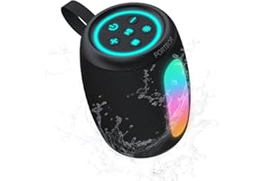 PORTBOR Bluetooth Speaker with Lights Stocking Stuffers for Men Women Teens Boys Girls, Portable Wireless, Powerful Sound, IPX5 Waterproof, White Elephant Gifts, TWS Pair, 15H Playtime, for Home/Party/Outdoor