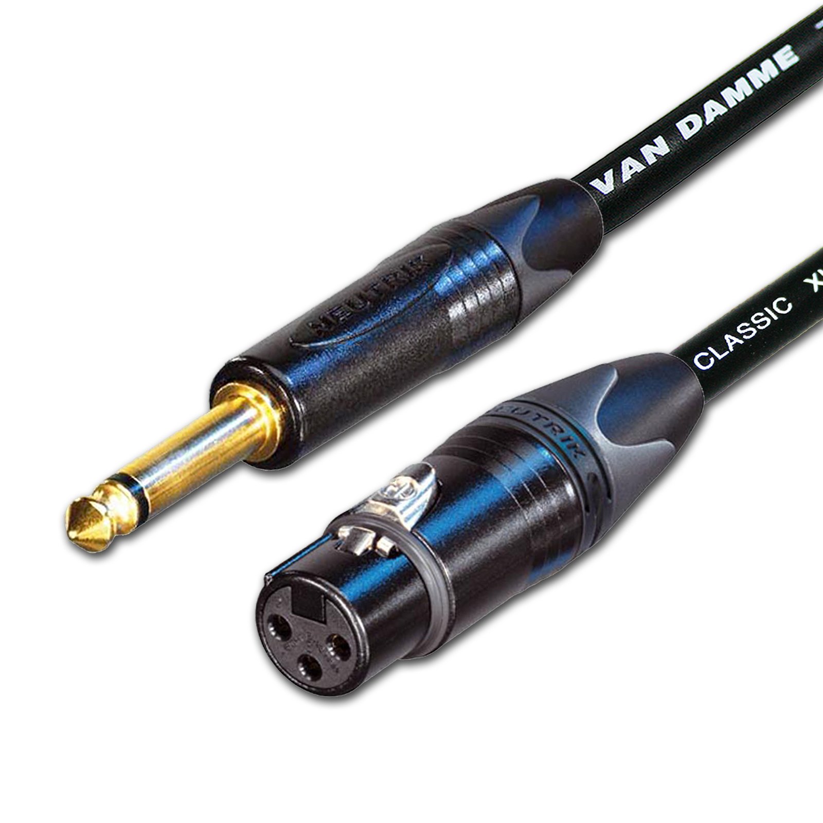 Van Damme & Neutrik Female XLR To 1/4-Inch Mono Jack Mic To Mixer/Amp Input Lead, Black, 4 m