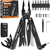 BIBURY Multitool Pliers Pro BI2045AB, Stainless Steel Foldable Multi Tool with Upgraded Scissors and Screwdriver, Multitools 