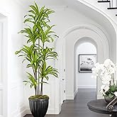 Faux Dracaena Tree 7ft(84in) Artificial Plant with Realistic Leaves and Trunks,Fake Floor Potted Tall Artificial Trees for Home Office Decor Indoor (7Feet,1Pack)