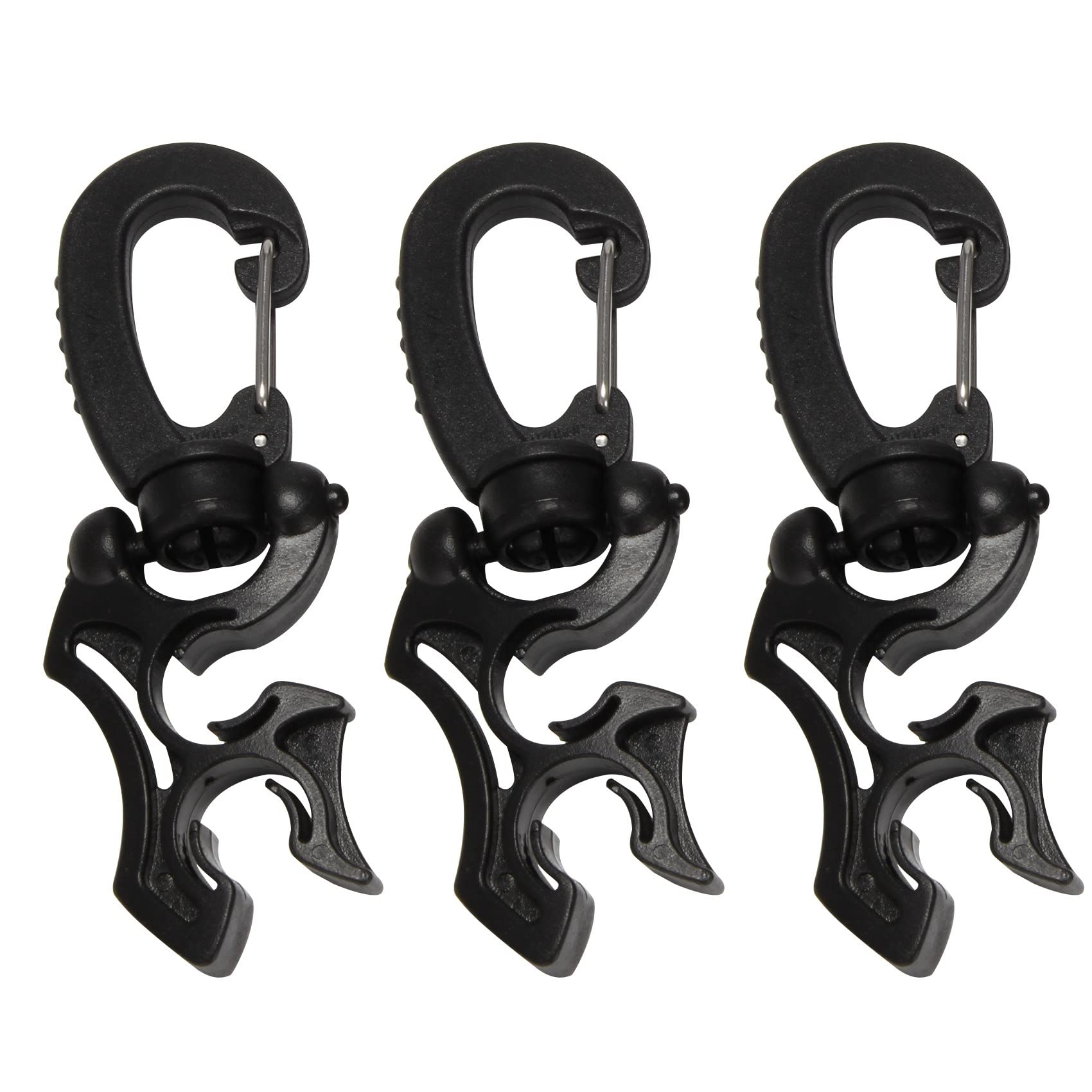 Hacbop 3 Pcs Diving Hose Holder Clip Scuba Diving Double BCD Hose Clip with Snap Hook Buckle for Dive Snorkeling Accessories