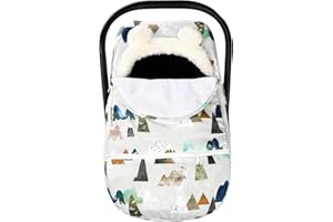 TANOFAR Winter Carseat Cover for Baby, Boys Carseat Canopies Cover, Zipped Cozy & Warm Cover, Protect Baby from Cold Wind, Adventure Mountain