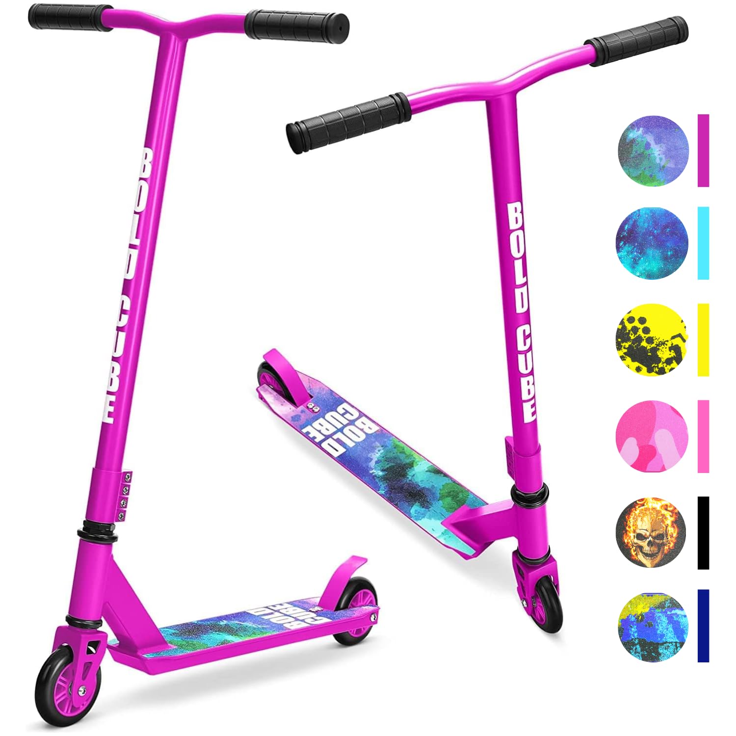 BOLDCUBE Stunt Scooter Purple for Kids Ages 6-12 8-12 Years | Freestyle Pro 360° | Aluminium Deck | ABEC 7 | Micro Crystalized Deck