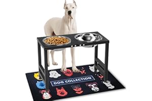 ADENGL Metal Elevated Dog Bowls for Large 𝐄𝐱𝐭𝐫𝐚 𝐋𝐚𝐫𝐠𝐞 Dogs Raised Dog Bowl Stand with Sprill Proof Mat and 2000ML Dog Bowls, Dog Food & Water Bowls 16" Tall Dog Feeder for Extra Large Breed