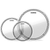Evans EC2S Tom Drum Heads, Rock Tompack, Clear, 10, 12 & 16 Inch, Set of 3