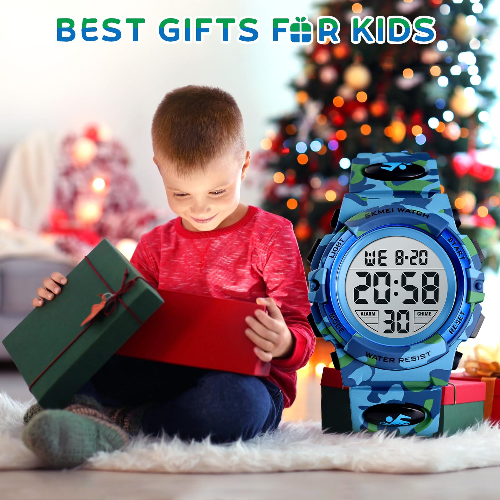 Dayllon Kids Digital Watch Boys Outdoor Sports 50M Waterproof Girls Watches Alarm Clock 12/24 H Stopwatch Calendar for Ages 3-15 Boy Girl Wristwatch Kids Gift