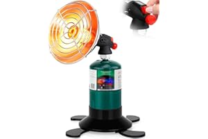 LOFUKI Portable Propane Heater for Camping, Outdoor Space Tent Heater, Cordless Patio Heaters with Self Igniter, Control Valve, Foldable Gas Tank Holder, Ideal Garage Hiking Ice Fishing Hunting Buddy