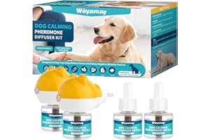 Woyamay Dog Calming Diffuser - Dog Pheromones Calming Diffuser for Dog Anxiety Relief 6-in-1 Dog Pheromone Diffuser Kit with 2 Diffuser + 4 Refill 48ml Vial - 120 Days Pheromone Diffuser to Calm Dogs