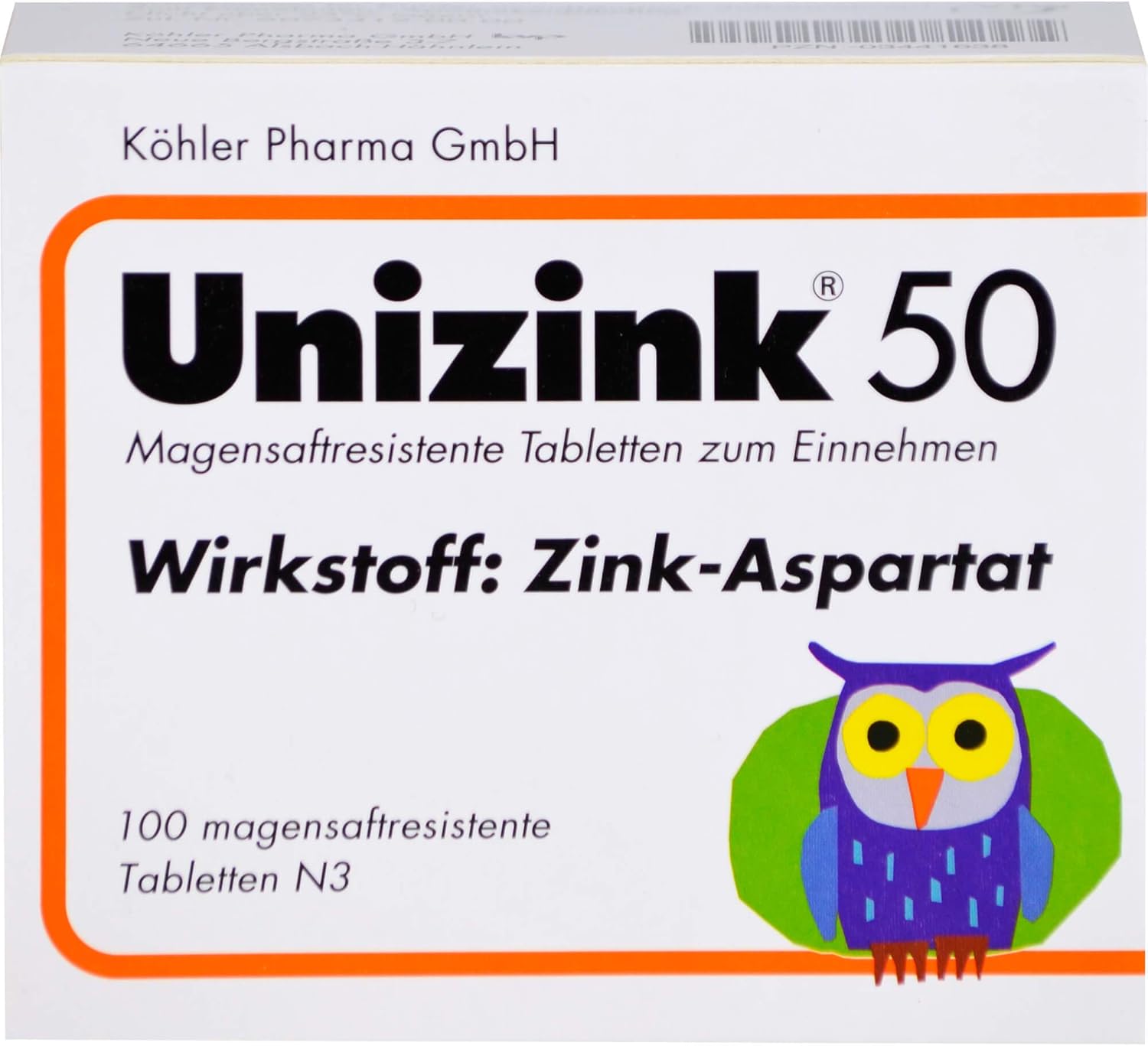 Unizink 50 mg magensaftresistente Tabletten, 100 St. Tabletten