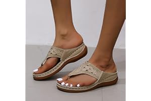 WOMENYIAOR Orthopedic Wedge Sandals for Women Dressy Summer Comfortable Walking Sandals with Arch Support Fashion Orthotic Slides Open Toe Orthotic Flip Flops Slip on Sandals Casual Thong Sandals (b-Grey, 6)