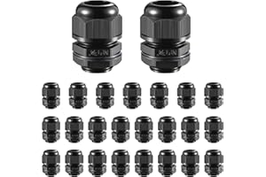 RTHIEAI 25 PCS 3/4"(12.5-18mm) NPT Nylon Cable Gland Joints with Gaskets, IP68 Adjustable Lock Nut Strain Relief Cord Grip Waterproof Cable Glands - UL Listed and RoHS Compliant