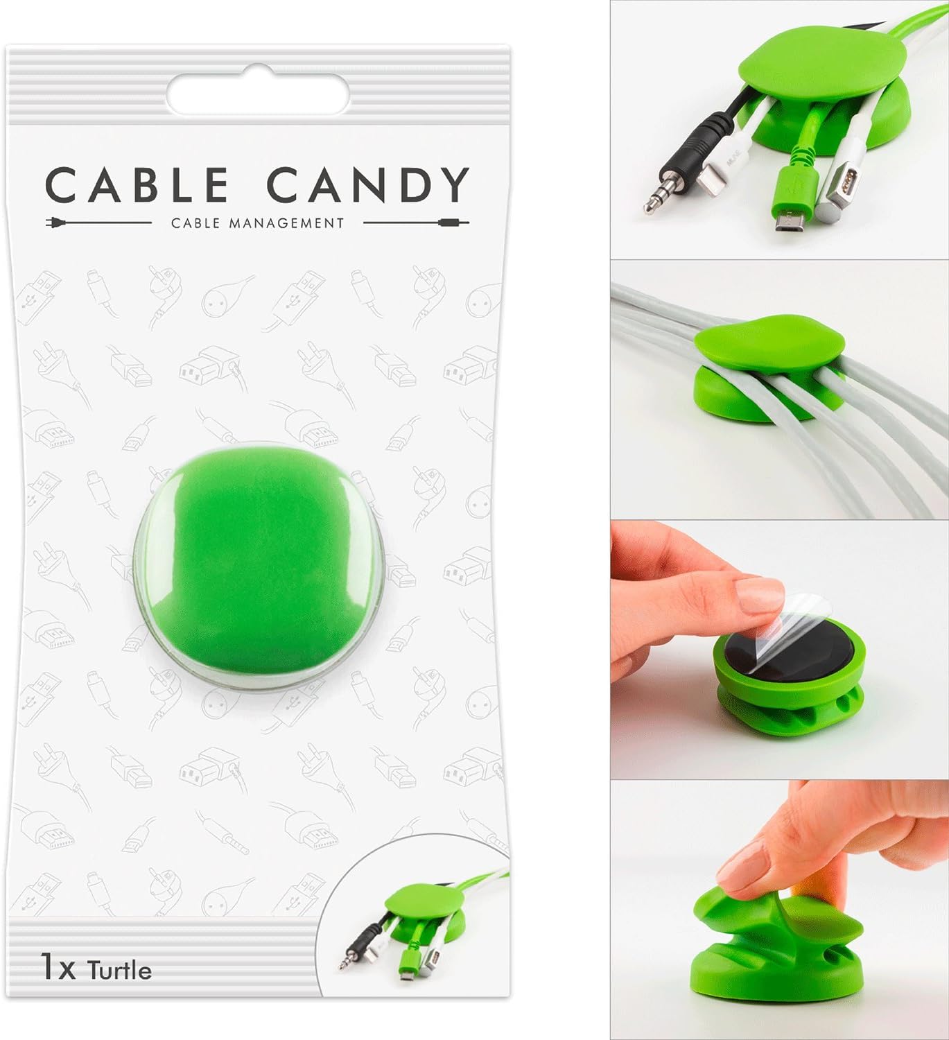 Cord Management & Cable Organizer - Cable Candy - Turtle Green