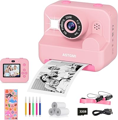 Sofortbildkamera Kinder Mit Selfie,kinderkamera 1080P HD Sofortdruck von Fotos,Geburtstagsgeschenk Weihnachten 5Geschenk Spielzeug ab 3 4 5 6 8 7 9 10 11 Jahre Mädchen Jungen (Lila)