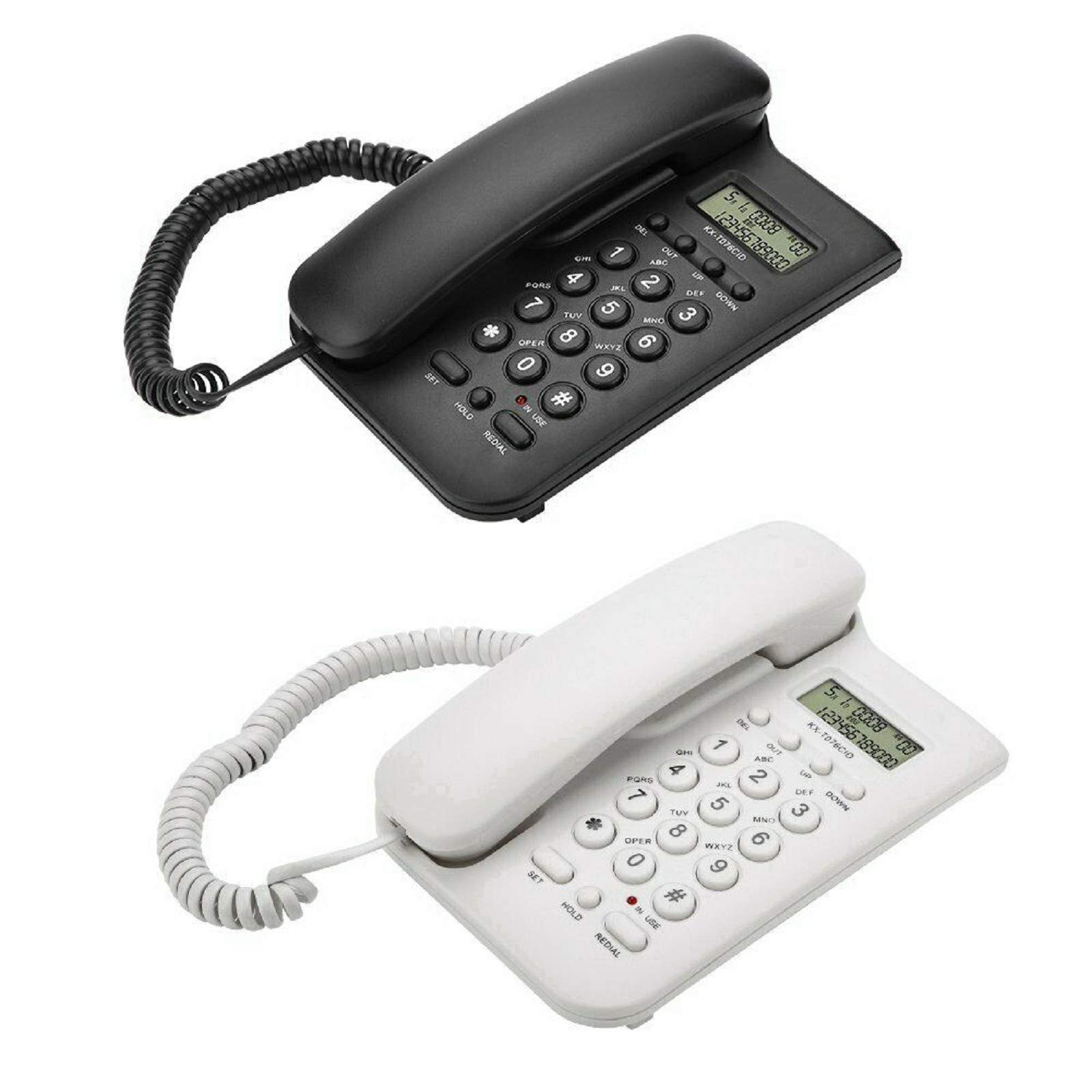 Universal Corded Phone Desktop Wall Mount Wired Telephone DTMF/FSK Mode Corded Phone with Speakerphone and Caller ID/Call Waiting for Home Office Hotel