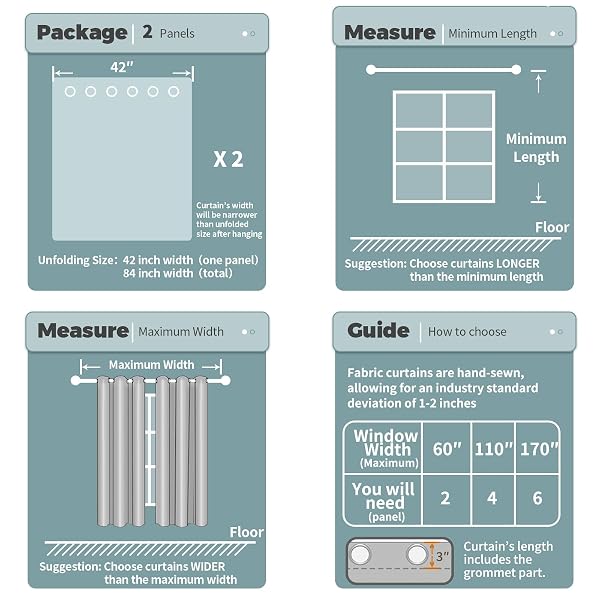 BGMENT WHITE BLACKOUT CURTAINS FOR BEDROOM 63 INCH LENGTH 2 PANELS SET, THERMAL INSULATED BEDROOM CURTAINS SOUNDPROOF ROOM DARKENING WINDOW CURTAIN DRAPES, EACH GROMMET CURTAINS 42 INCH WIDE