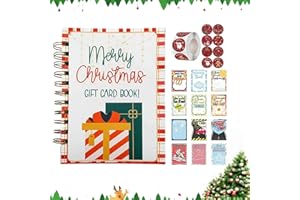 Christmas Gift Card Book Holder, DIY Spiral Bound 5x7 Pages Merry Christmas Gift Card Book with Open When Envelopes, Holiday 