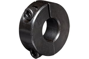 Climax Metals 2C-050 Black Oxide Plated Steel Two-Piece Clamping Collar, 1/2" Bore Size, 1-1/8" Outside Diameter, #8-32 x 1/2" Set Screw