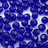 YUEXIGO 400pcs 4mm Round Crystal Glass Beads for Jewelry Making, Faceted Crystal Glass Spacer Beads for Bracelet Earring Necklace DIY Craft(Dark Blue)