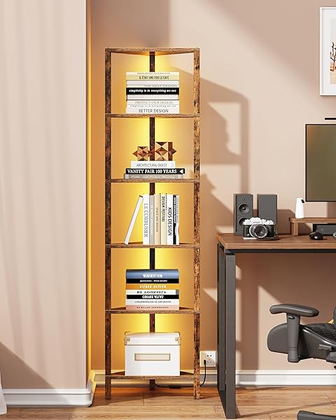 TUTOTAK CORNER SHELF WITH LED LIGHT, 6-TIER CORNER...