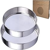 Sieve Fine Mesh, Stainless Steel Round Sifter for Baking, Flour Sieve, 8 Inch 40 Mesh and 6 Inch 60 Mesh, 2PCS