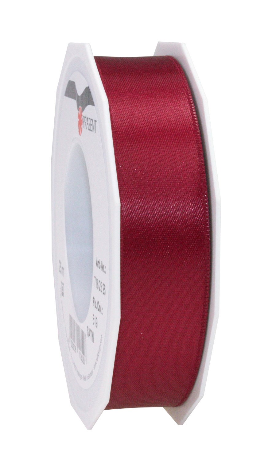 PRÄSENT C.E. Pattberg SATIN bordeaux gift ribbon, 27 yards for Wrapping Gifts, 1 inch width, Ribbon for Decorating & Crafting, Decorative Ribbon for Gifts, for every occasion