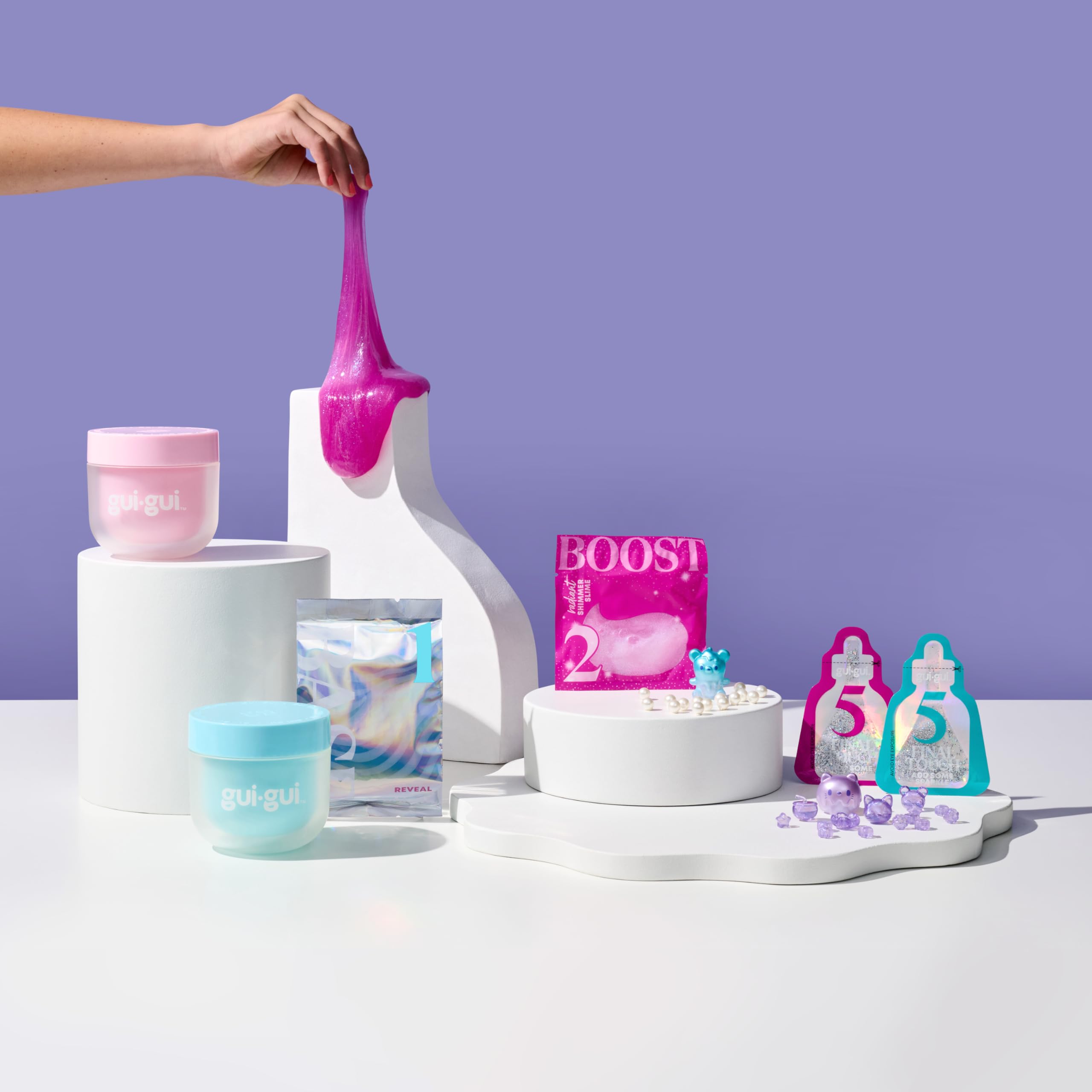 Gui Gui Slime Kit - Scented Shimmer Deluxe Duo Pack with 2 Iridescent Slimes, 5 Step DIY Process to Customize Your Ultimate Slime Glow-Up, Resealable and Reusable Container, ASMR Experience