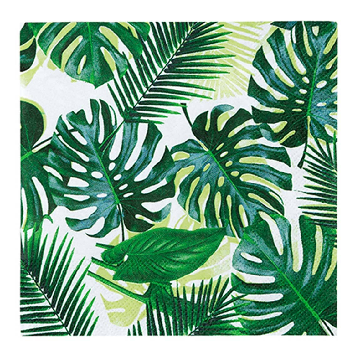 Talking Tables Pack of 50 Tropical Napkins Paper Palm Leaf Serviettes for Kid's Jungle Party, Hawaiian Theme, Luau, Summer, Dinosaur, Decoupage 33cm, TROPICALNAPKINS50, 50pack