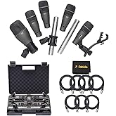 Samson DK707 7-Piece Drum Microphone Kit Bundle with 7 Premium 10-Foot XLR Cables, Swivel Mic Adapters, Rim Clips, Hardshell Carrying Case, and Microfiber Instrument Care Cloth