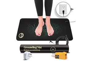 Grounding Mat for Feet (13x29in) – Earth Connected Wellness for Pain Relief, Muscle Tension & Relaxation – Travel Size Grounding Pad with Outlet Tester by Earth and Moon