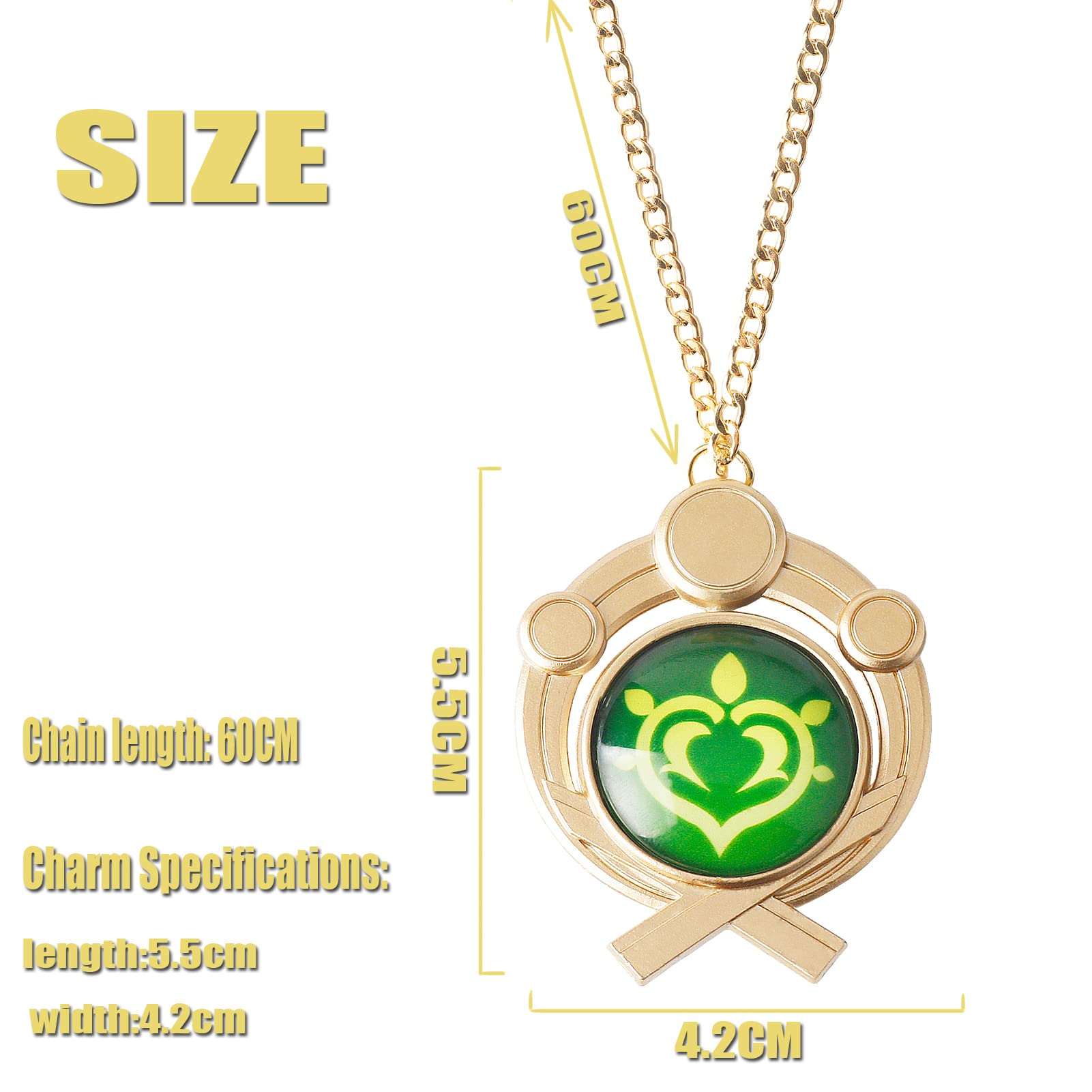 DS Impact Luminous Necklace Gold Mondstadt and Liyue Inazuma Vision Chain Pendant Necklaces Character Cosplay Game Figure Costume Accessories Eye of God Gift box packaging-Dendro 7