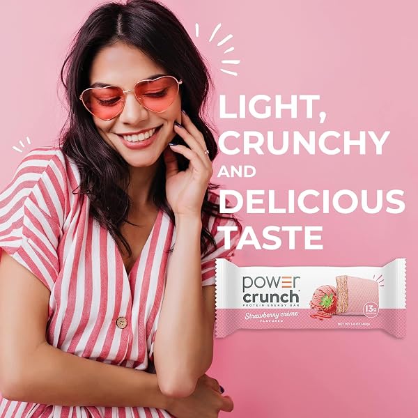 POWER CRUNCH PROTEIN ENERGY BARS, STRAWBERRY CREAM 1.4OZ, 12 COUNT CARTON